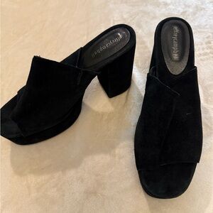Jeffrey Campbell Black Platform Mule Heels – Size 9 – Chunky Block Heel